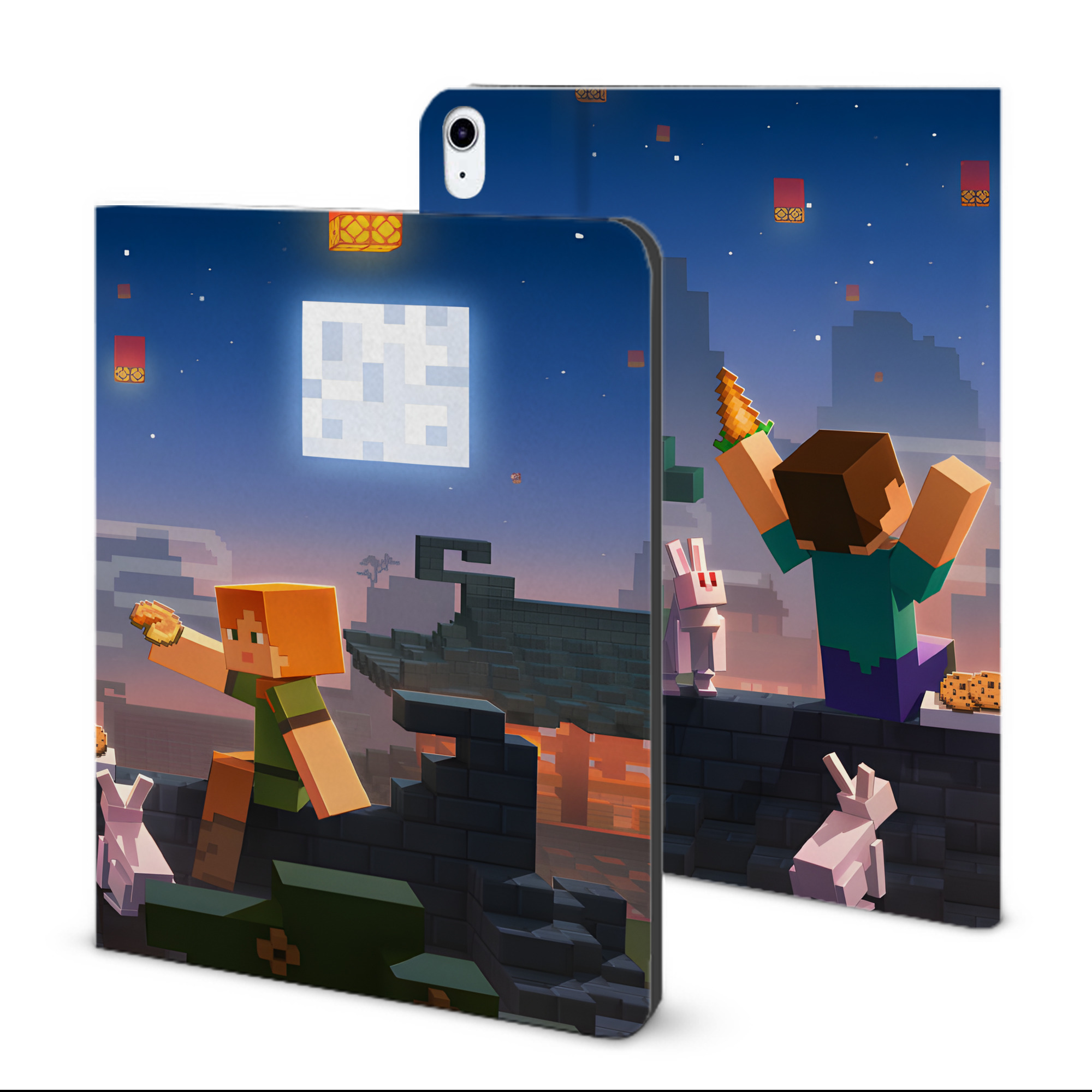 （画像用） マインクラフト ブロックの世界 Minecraft MC Block world IPad ケース ブック型 PUレザー TPU 耐衝撃 軽量 薄型 ペン収納なし 全面保護 IPad 各モデル対応